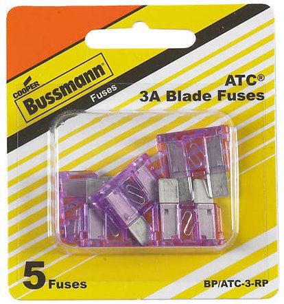 Cooper Bussmann BP/ATC-3-RP ATC Automotive Blade Fuse, 3 Amp, Violet