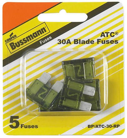 Cooper Bussmann BP/ATC-30-RP ATC Automotive Blade Fuse, 30 Amp, Green