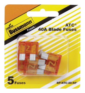 Cooper Bussmann BP/ATC-40-RP ATC Automotive Blade Fuse, 40 Amp, Orange