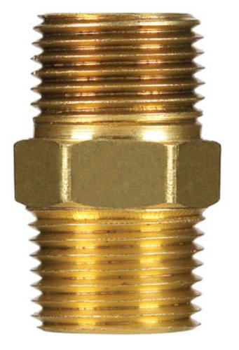 JMF 4338695 Pipe Hex Nipple, Yellow Brass, 1/8 " MPT x 1/8 " MPT