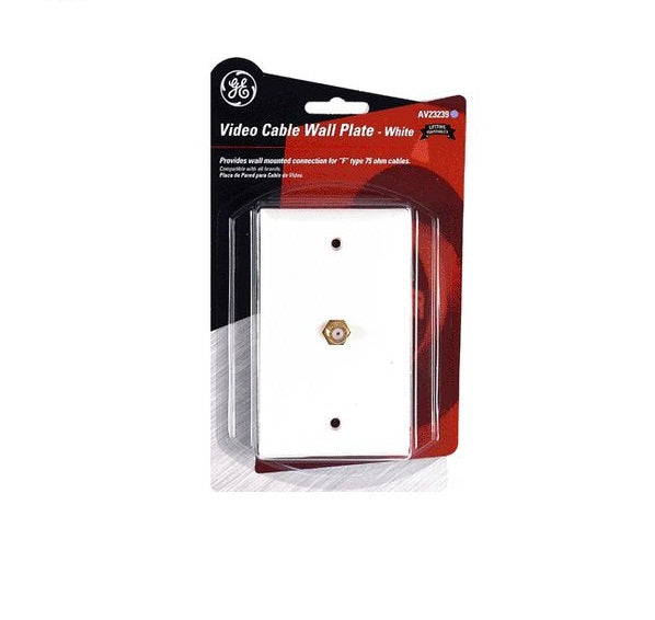 GE 35317 Coax Cable Wall Plate, Plastic, Ivory