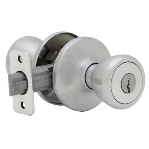 Kwikset 94002-411 Entry Knob Lock, Satin Chrome, 2-3/8"-2-3/4"