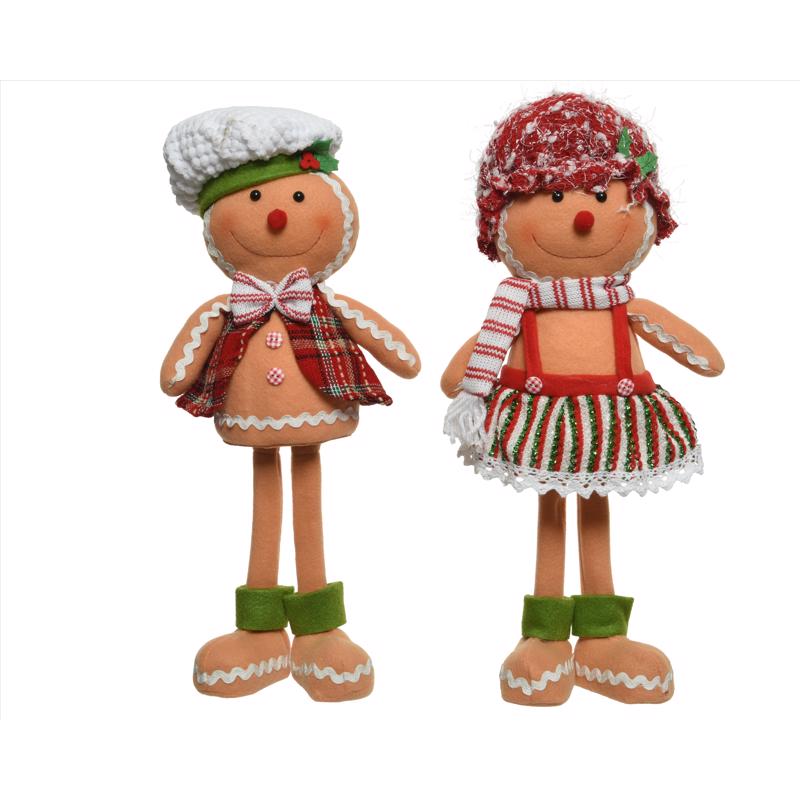 Decoris 522038 Gingerbread Boy/Girl Christmas Figurine, Polyester