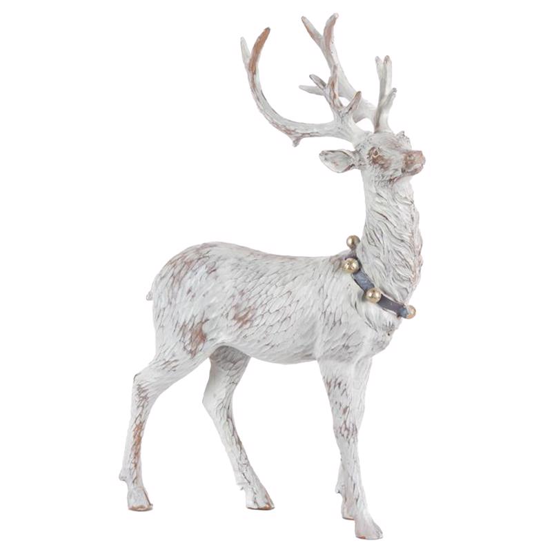 Gerson 2658410AH-A Christmas Standing Holiday Deer Figurine, White