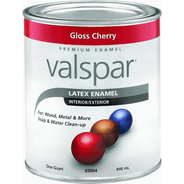 Valspar 410.0065014.005 Interior/Exterior Acrylic Latex Enamel, 1 Quart, Gloss, Cherry