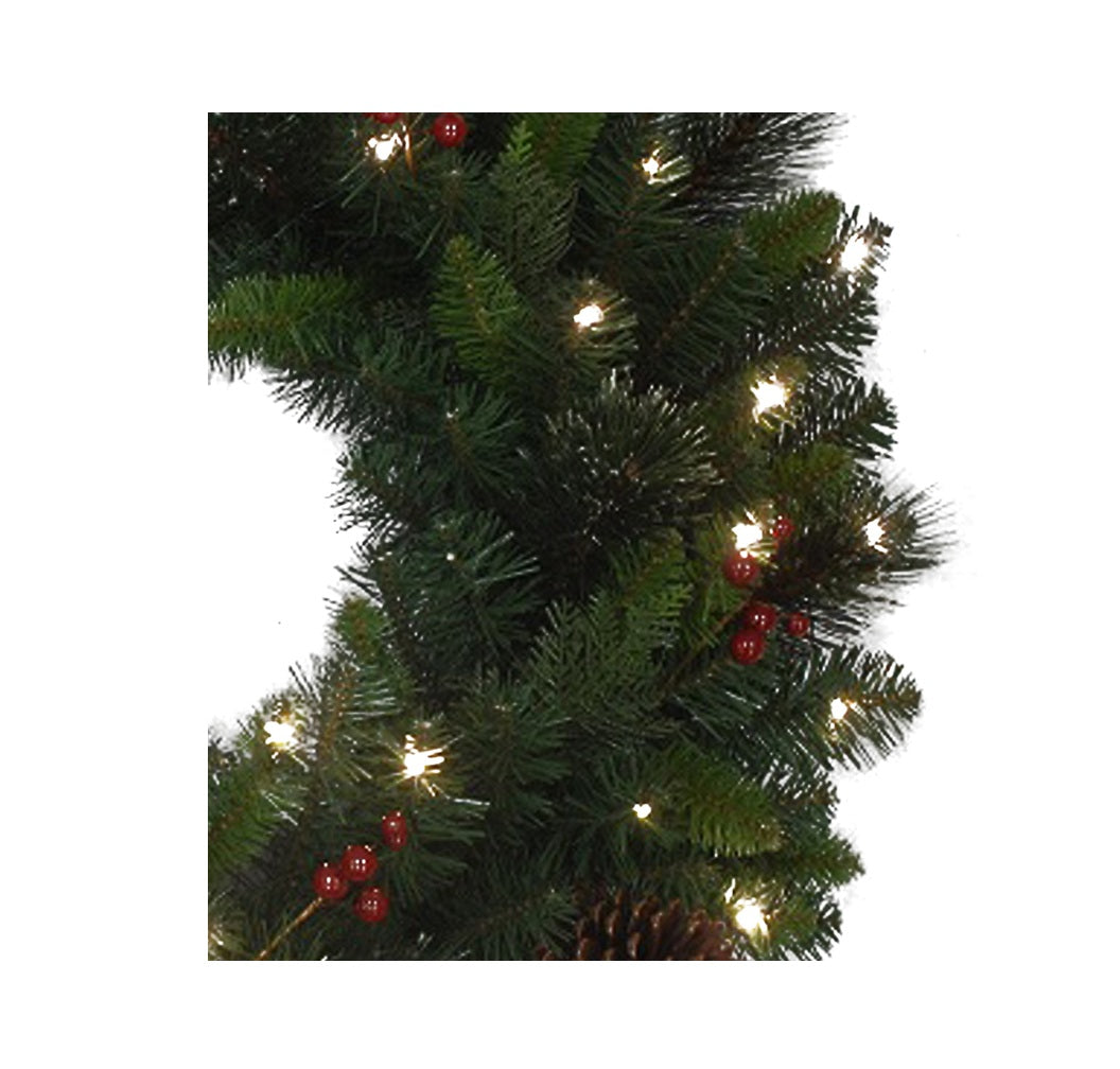 Celebrations DCPWR-26MBS-WWA Christmas Prelit Pine Wreath, Green