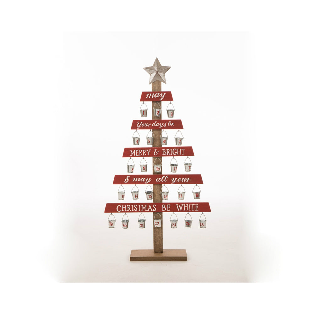 Celebrations JK37709 Countdown To Christmas Tree Decoration, Brown/Red