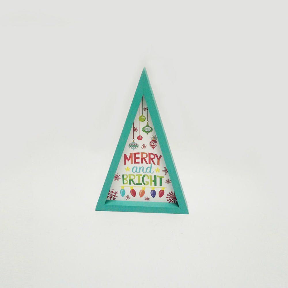 Celebrations SXW80229 Merry And Bright Tree Christmas Sign, Multicolored