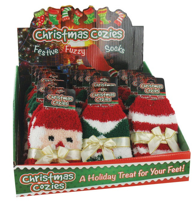 DM Merchandising X-SOCKS Christmas Cozies Holiday Fuzzy Socks, Polyester