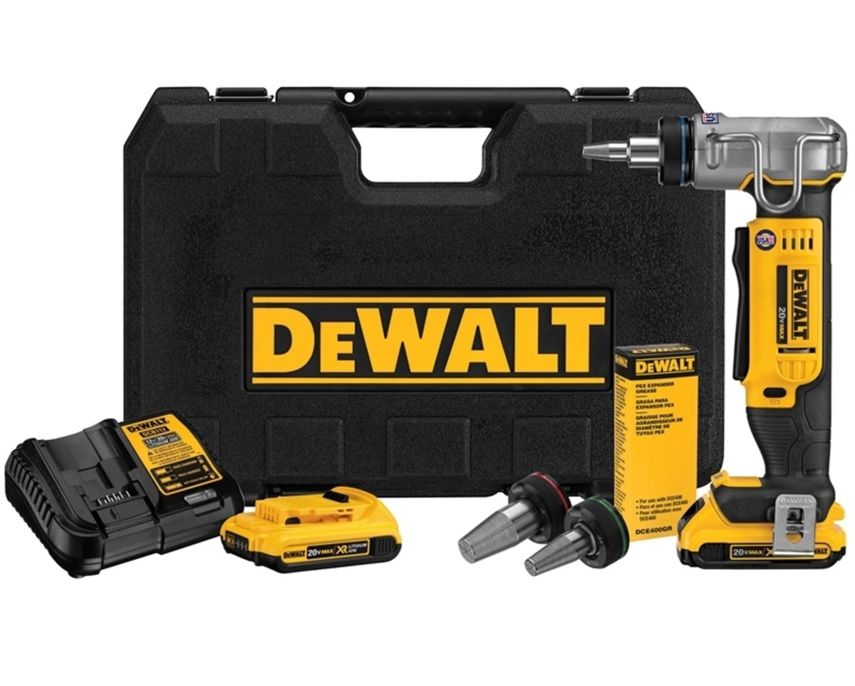 DeWalt DCE400D2 Cordless PEX Expander Kit, 6-3/4", Yellow