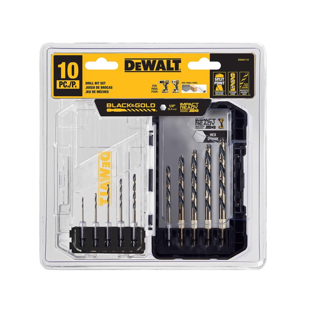 DeWalt DWAH1110 Impact Ready Drill Bit Set, High Speed Steel