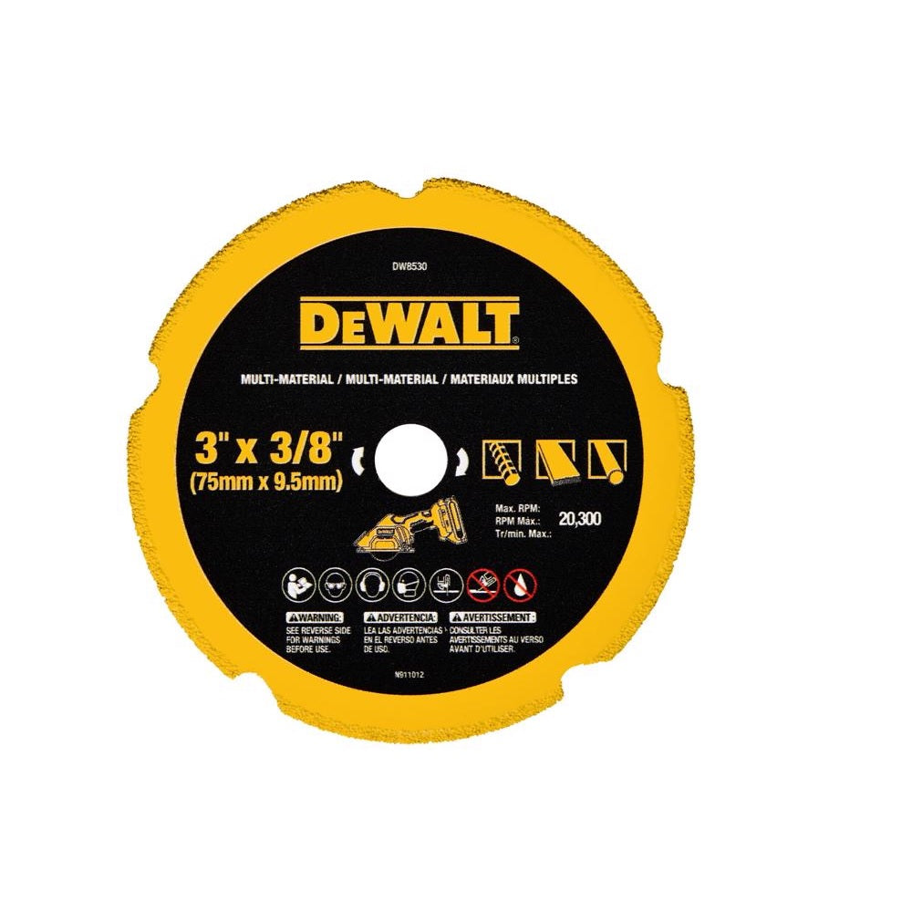 DeWalt DW8530 Multi-Material Cut-Off Blade, 3 Inch x 3/8 Inch