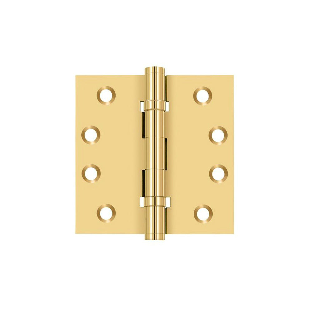 Deltana CSB44BB Ball Bearings Square Door Hinge, PVD Polished Brass, 4" x 4"