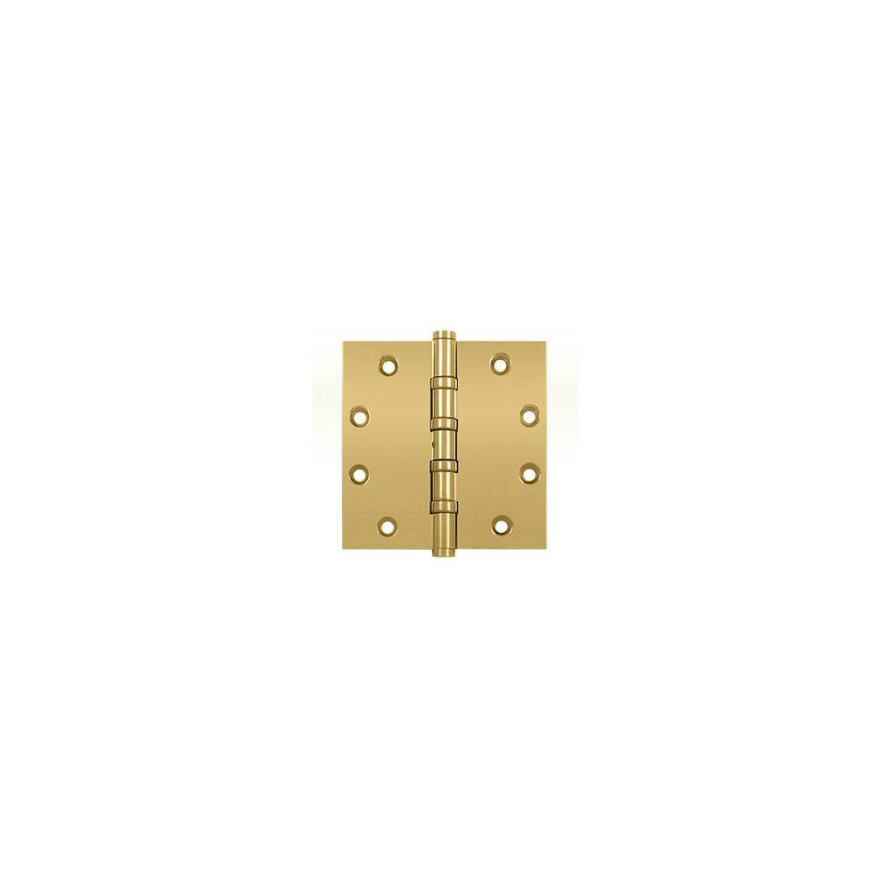 Deltana CSB45BN Ball Bearings Square Door Hinge, PVD Polished Brass, 4-1/2" x 4-1/2"