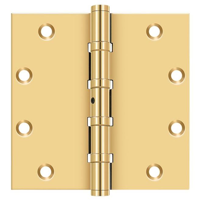 Deltana CSB55BN Square Door Hinge, PVD Polished Brass, 5" x 5"