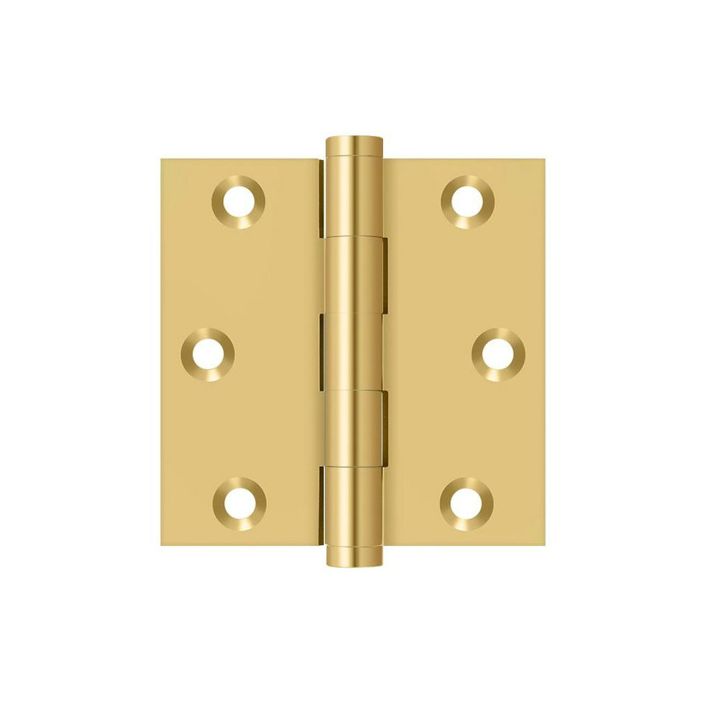Deltana CSB33 Square Door Hinge, PVD Polished Brass, 3" x 3"