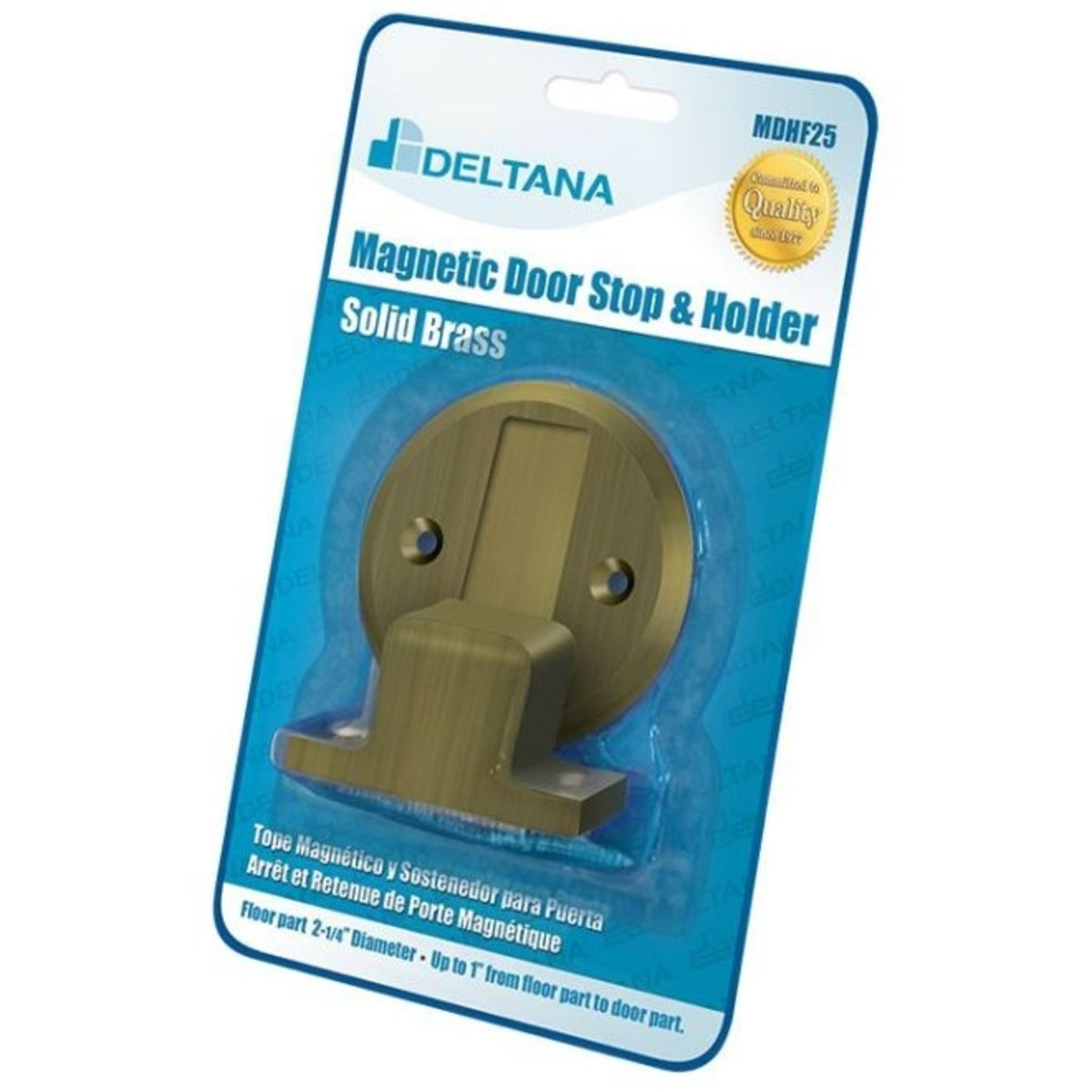 Deltana MDHF25BP5 Magnetic Door Holder Flush, Antique Brass