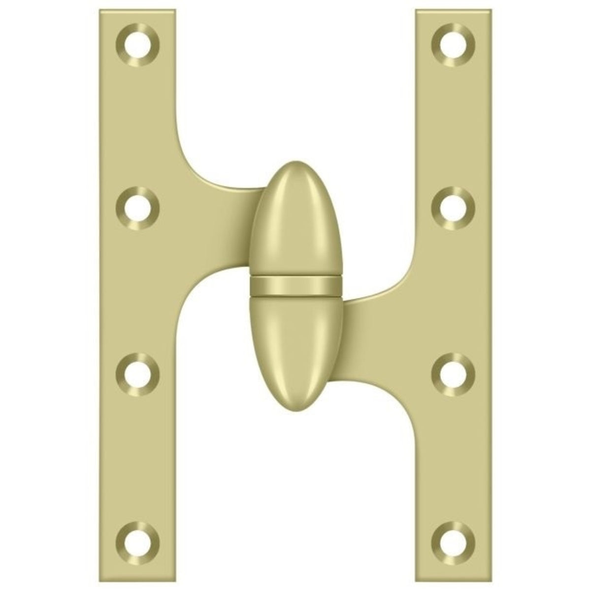 Deltana OK6040B3UNL-R Door Hinge, Unlacquered Bright Brass, 6" x 4"