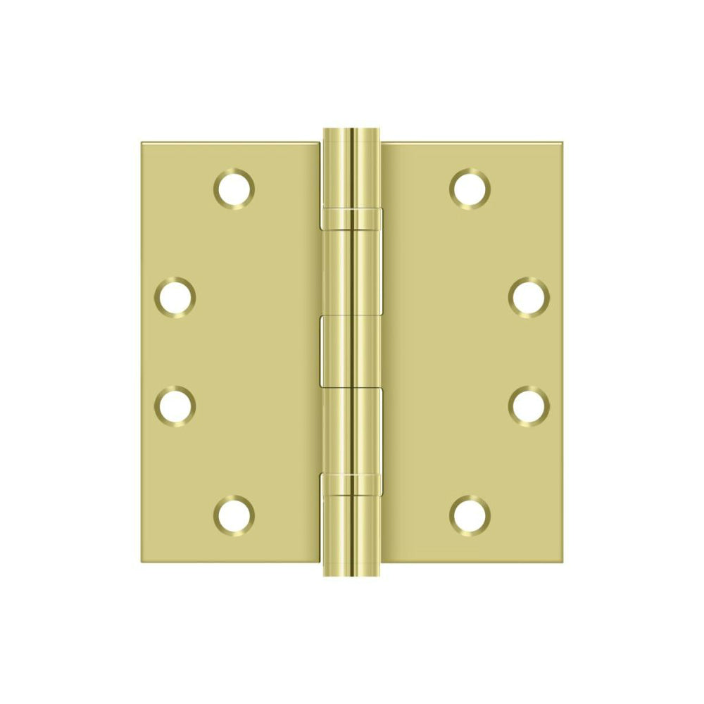 Deltana S45BBU3 Ball Bearing Square Door Hinge, Polished Brass, 4-1/2" x 4-1/2"