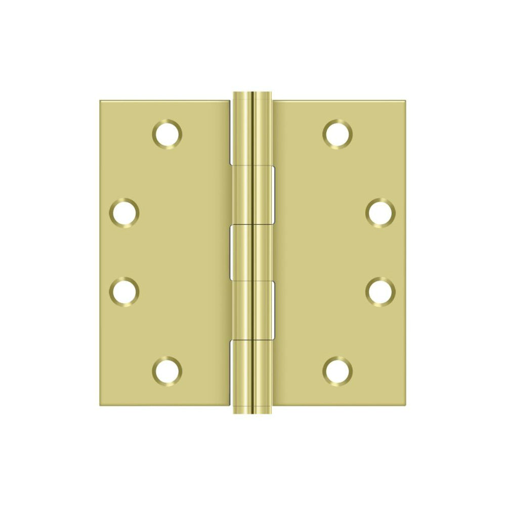 Deltana S45U3 Heavy Duty Square Door Hinge, Polished Brass, 4-1/2" x 4-1/2"