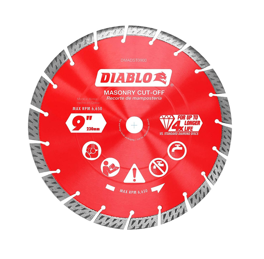 Diablo DMADST0900 Diamond Segmented Turbo Cut-Off Discs for Masonry, 9 in