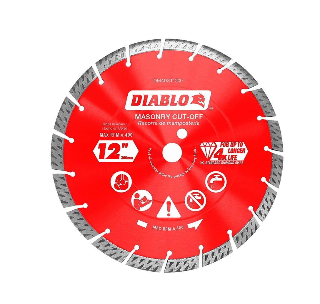 Diablo DMADST1200 Diamond Segmented Turbo Cut-Off Discs for Masonry, 12 in