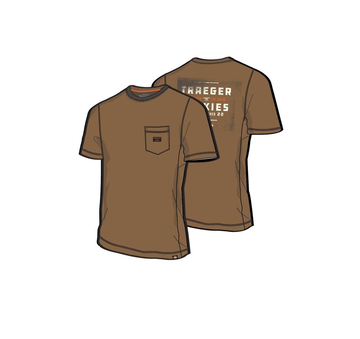 Dickies TRGSS1BDL Traeger Tee Shirt, Brown, L