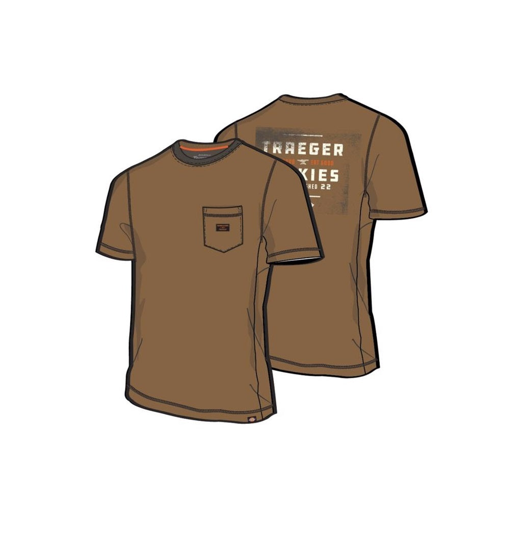 Dickies TRGSS1BDXL Traeger Tee Shirt, Brown, XL