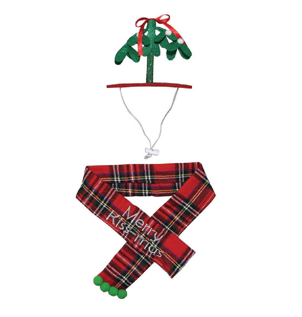 Dyno 3004185-1SM Christmas Mistletoe & Scarf Pet Costume