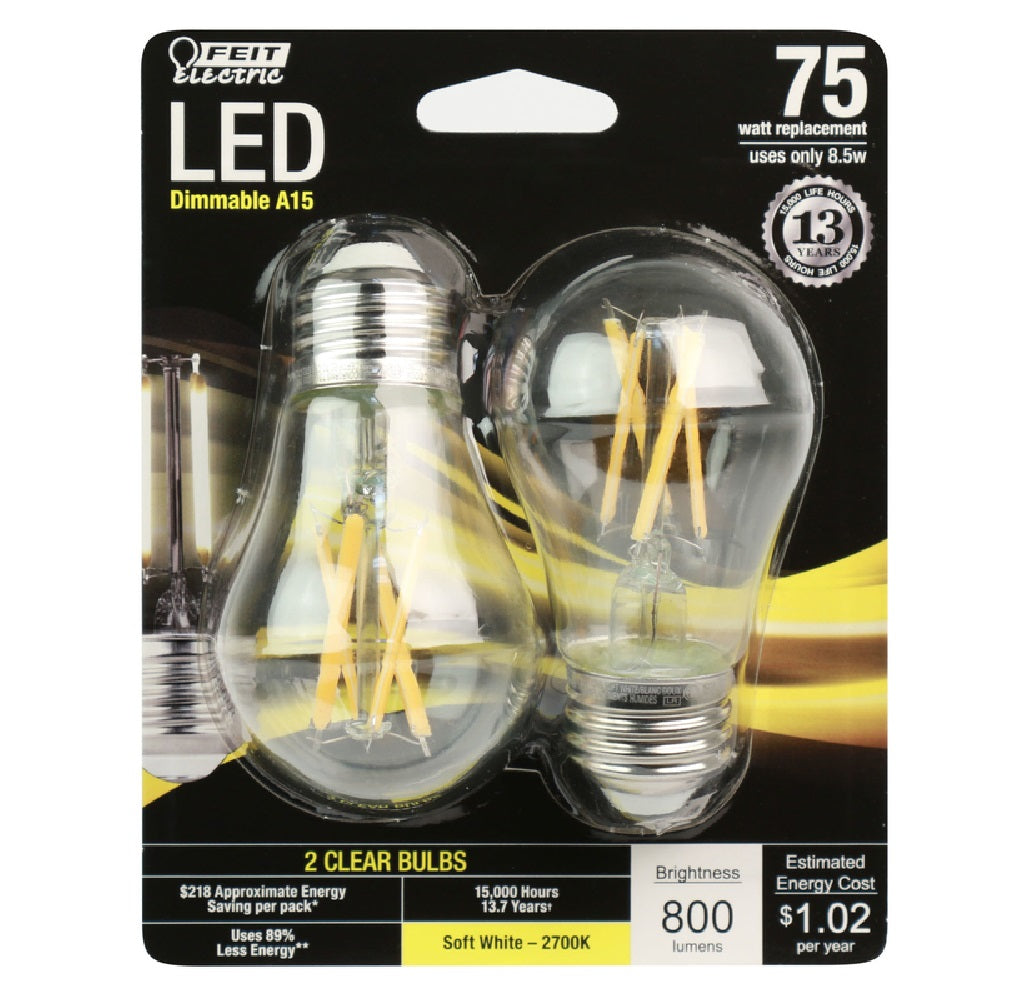 Feit Electric BPA1575827FIL2 A15 Filament LED Bulb, Soft White