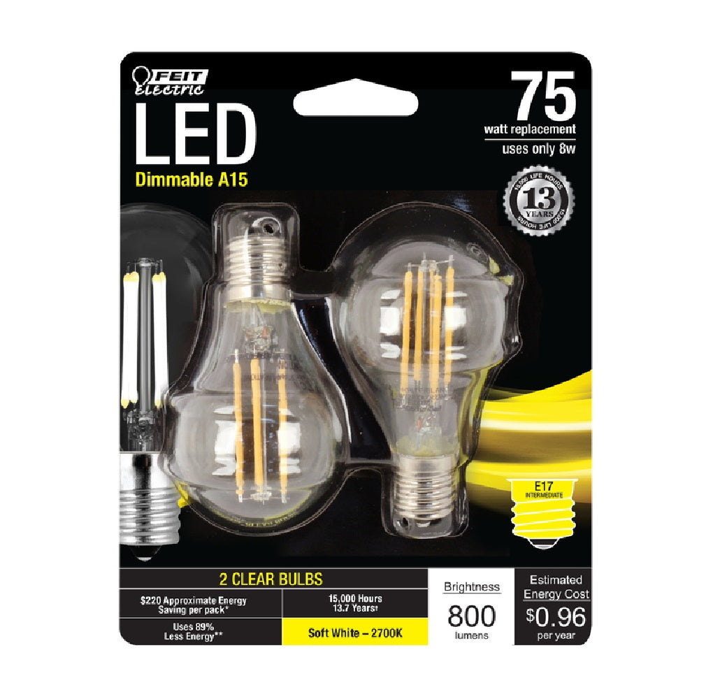 Feit Electric BPA1575N827FIL2 A15 E17 Filament LED Bulb, Soft White