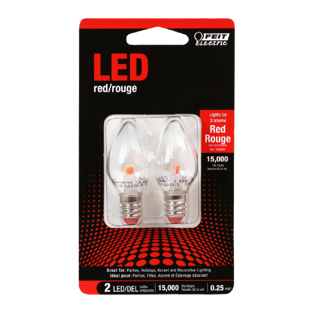 Feit Electric BPC7/R/LEDG2/2 Specialty LED Bulb, Red