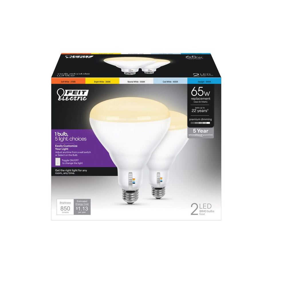 Feit Electric BR40DM/6WYCA/2 BR40 LED Floodlight Bulb, Tunable White