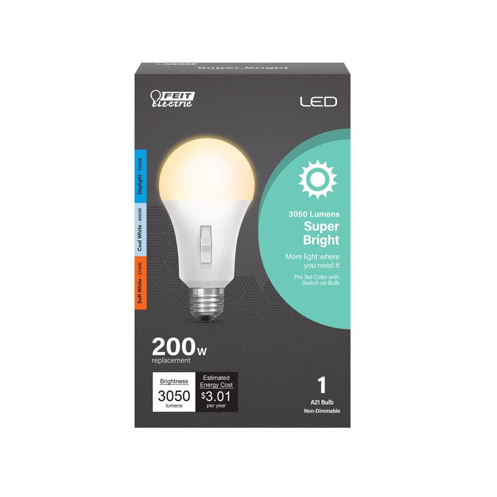 Feit Electric OM200/3CCT/LEDI Color Selectable LED Bulb, 25 Watts, 120 Volt