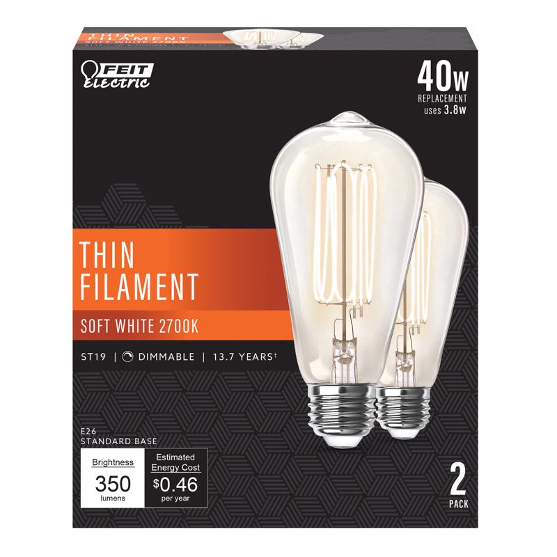 Feit Electric ST1940927CATFL2 ST19 Filament LED Bulb, Soft White, 3.8 Watts
