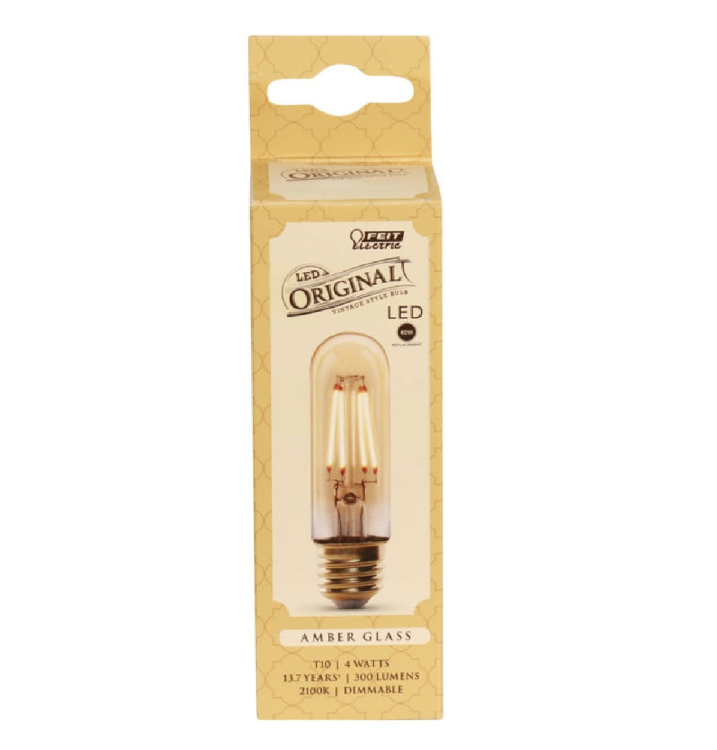 Feit Electric T10/VG/LED Original Vintage Dimmable LED Bulb, Amber, 4 W