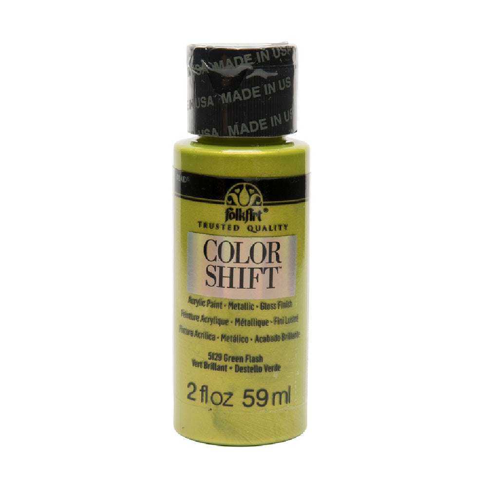 Folkart 5129 Color Shift Metallic Acrylic Hobby Paint, Green Flash, 2 Oz