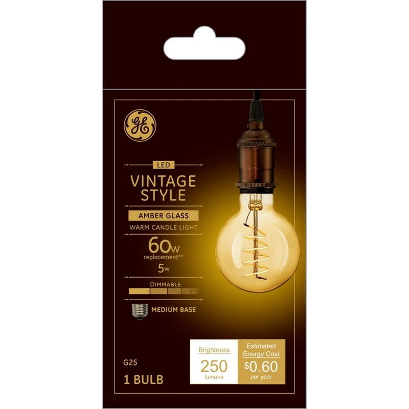 GE Lighting 36528 G25 Filament LED Bulb, 2000 K