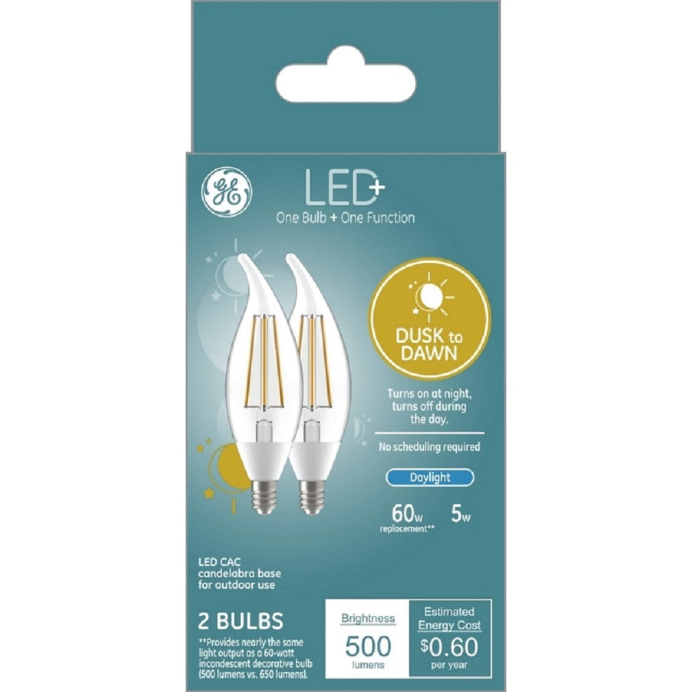 GE Lighting 93121491 LED Dusk to Dawn Bulb, Clear, 2 Pack
