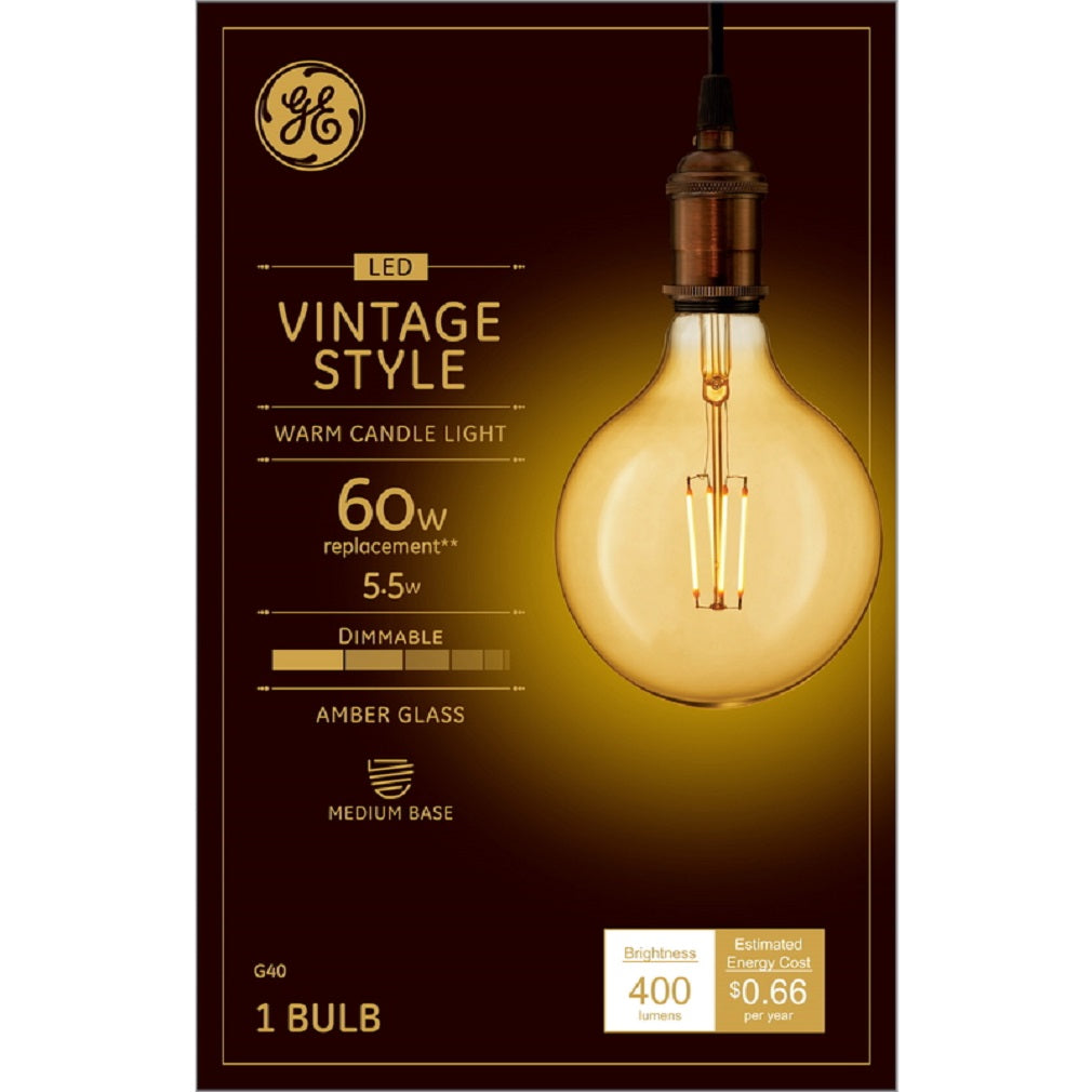 GE Lighting 42184 Vintage Style LED Bulb, Transparent Amber