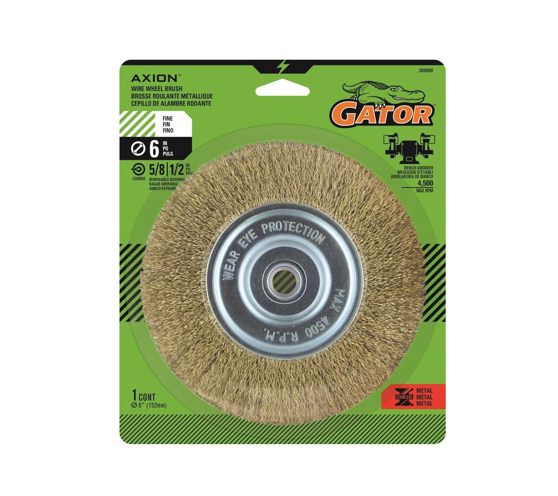 Gator 389868 Fine Cable Twist Wire Wheel Brush, Brass Coated Steel