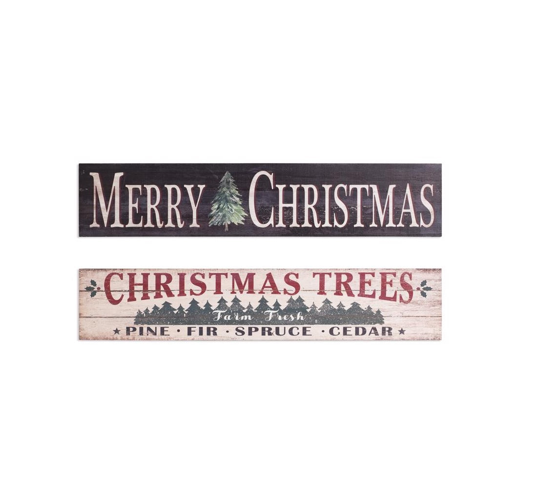 Gerson 2488490 Christmas Trees and Merry Christmas Sign, Assorted