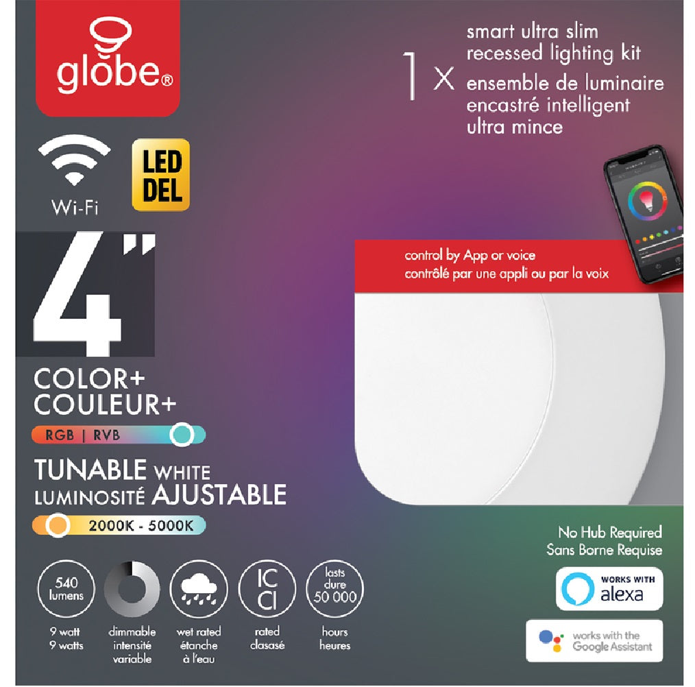 Globe 50068 Wi-Fi Smart LED Recessed Lighting Kit, Plastic, White