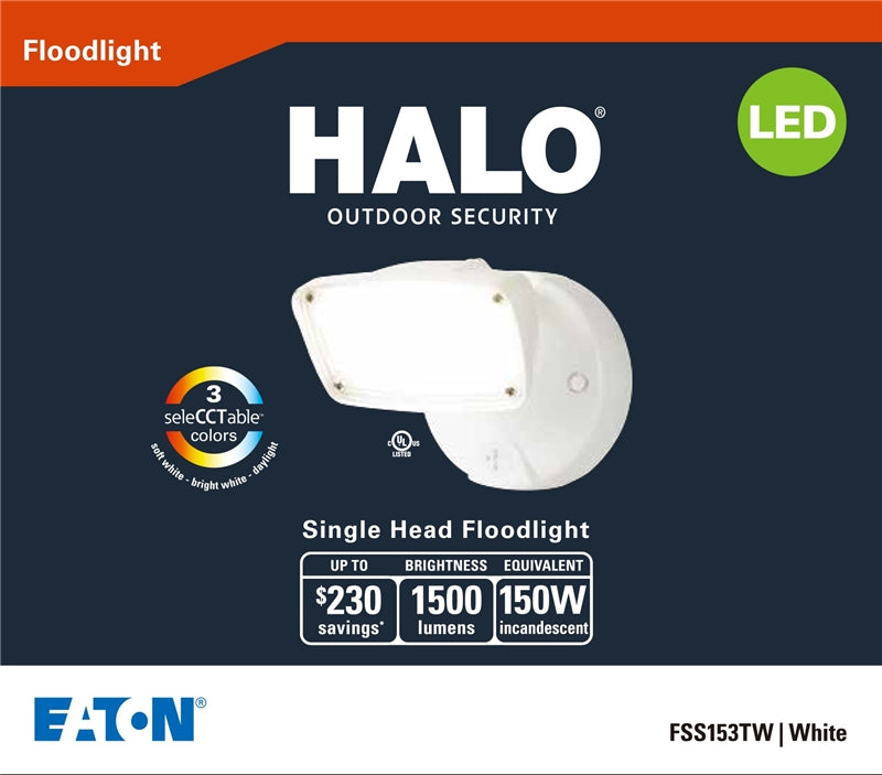 Halo FSS153TW Outdoor Integrated LED Small-Head Security Flood Light, 17 Watts