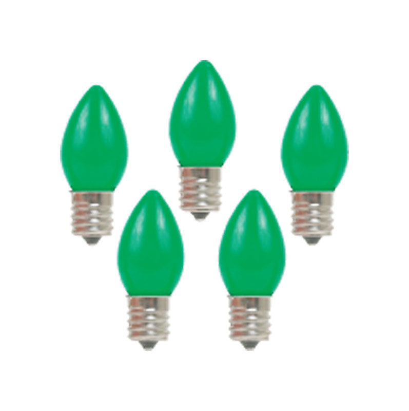 Holiday Bright Lights BU25C7-OGRA Christmas C7 Light Bulbs, Glass, Green, 1"