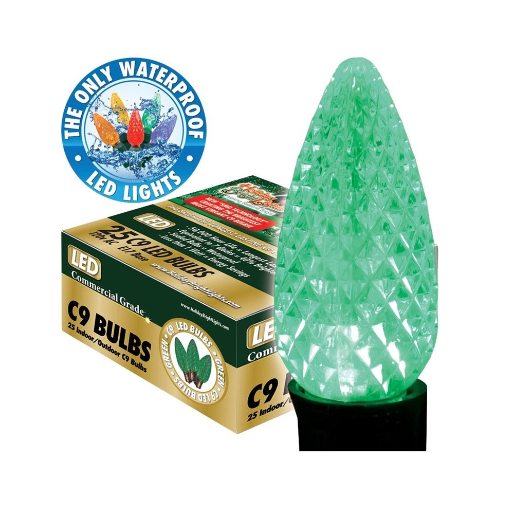 Holiday Bright Lights BU25-LEDFC9-TGR LED Christmas Replacement Bulb, 120 Volts