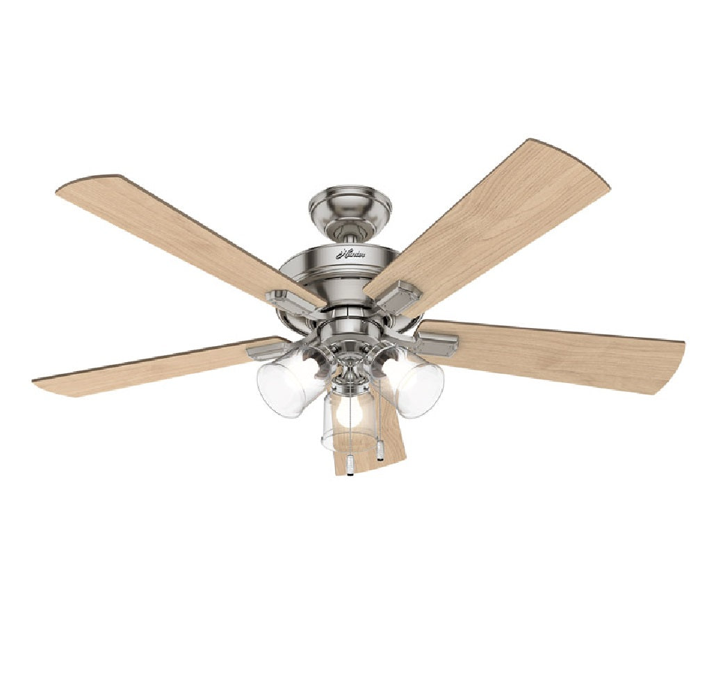 Hunter Fan 54206 Indoor Ceiling Fan, Brushed Nickel, 52"