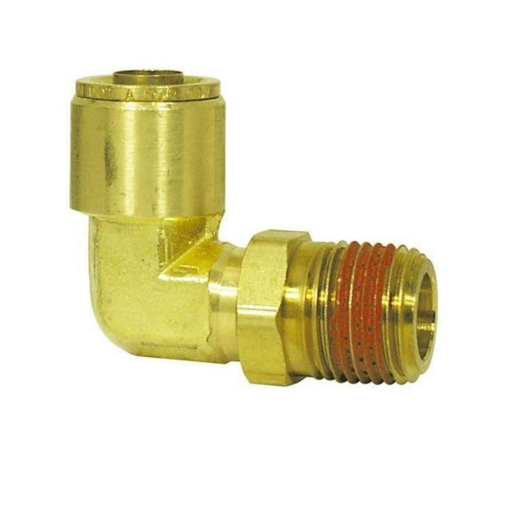 Imperial 91233 Air Brake Push-To-Connect Male Elbow, Brass, Per Package Of 5