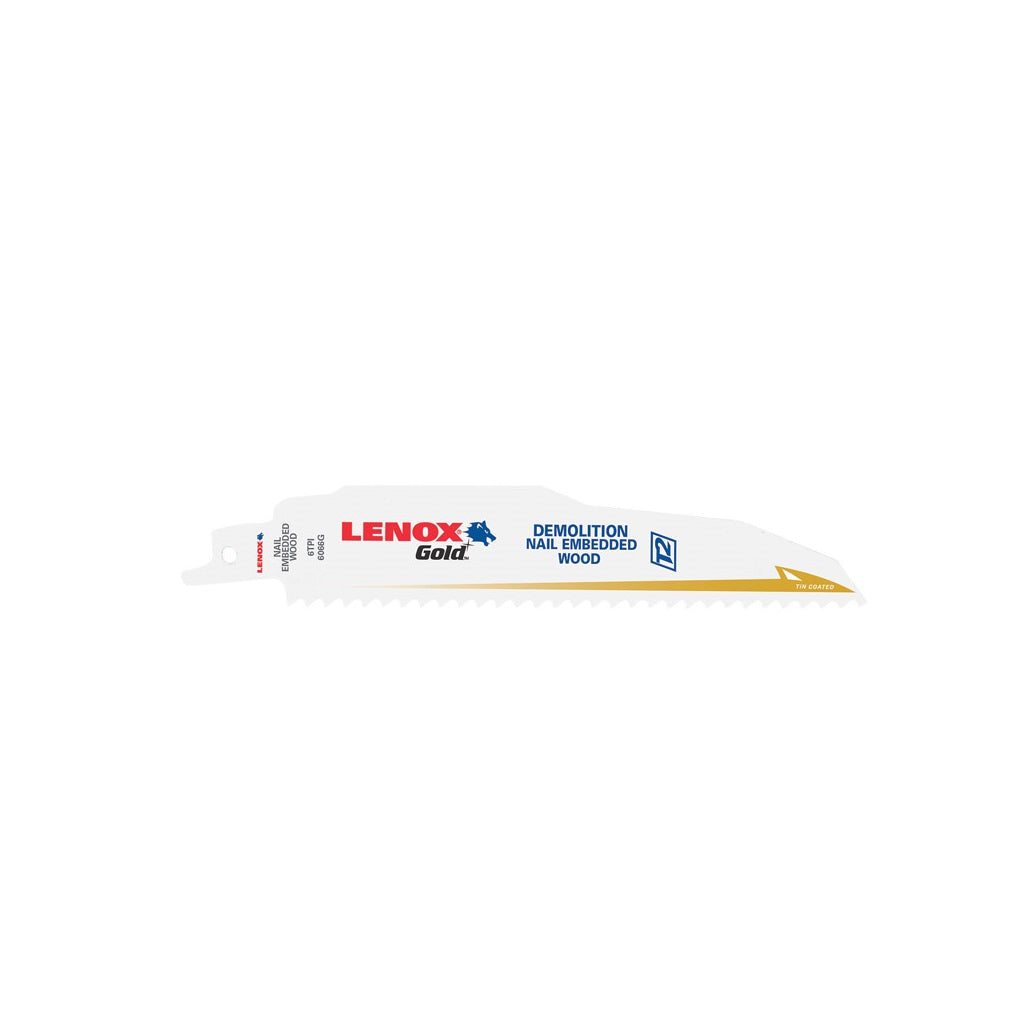 Lenox 210886066GR Gold Bi-Metal Reciprocating Saw Blade, 6 TPI, 6 in
