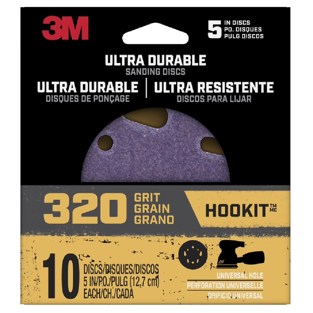 3M DISC5IN10PK320 Hookit Ultra Durable Sanding Disc, Ceramic, 5 In